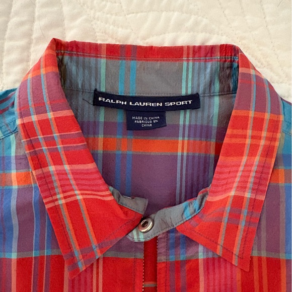 Ralph Lauren Sport Red and Blue Plaid Bomber Jacket 100% silk - Picture 2 of 10